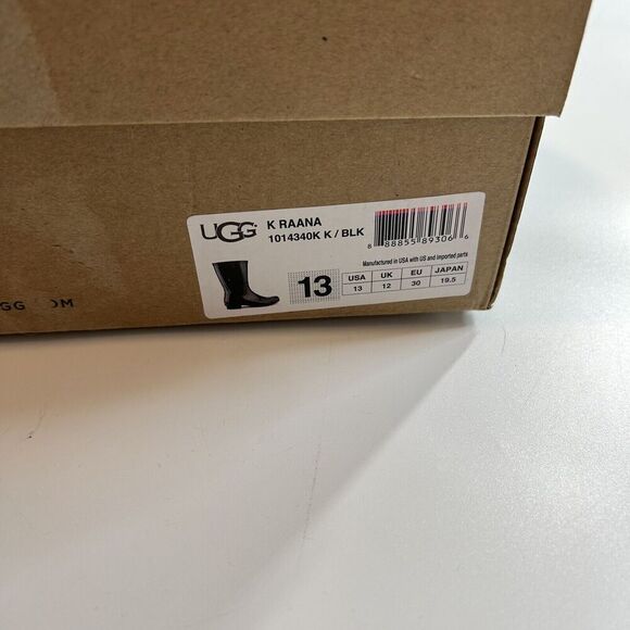 Ugg Boots Kids Size 13 K Raana Mural Rain Boot Black Rubber - Picture 7 of 8